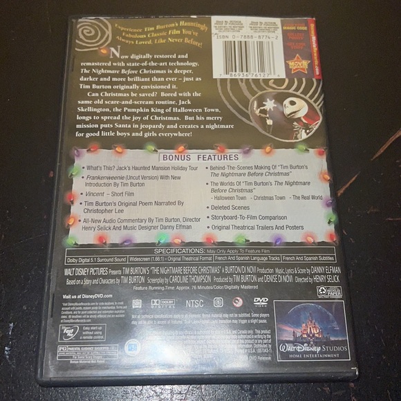 Walt Disney Tim Burtons The Nightmare Before Christmas 2-Disk Collectors Edition - Picture 2 of 4